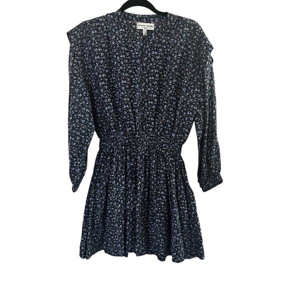 Apiece Apart Olga Mini Dress in Leafy Floral Black - Picture 3 of 7
